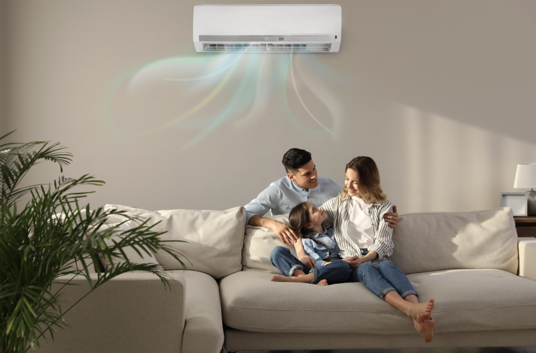 Family enjoying air conditioned home